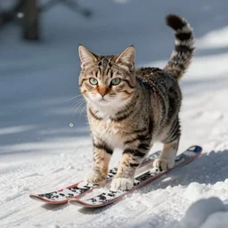 a skiing cat