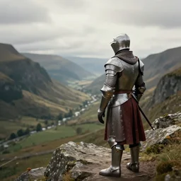 a photo of the lobster knight looking down a valley