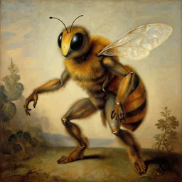 bee human man chimera painting by leonardo da vinci