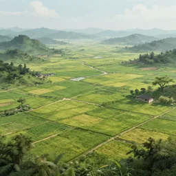 yangshou farmland, fantasy concept art