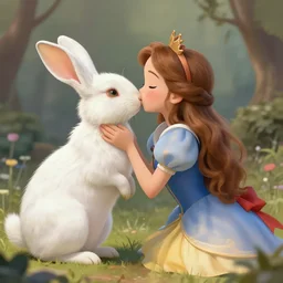 the princess kissing a white rabbit, trending on artstation, very detailed, 4k