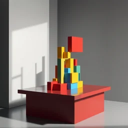 constructivism art by table by building made of rectangle tetris, octane render, trending on artstation