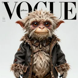 gollum fashion. studio photo. vogue magazine cover with text. highly detailed