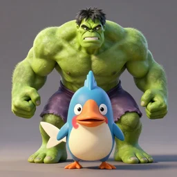 magikarp looking like hulk!, octane render, full shot!, by studio ghibli, pixar, disney.