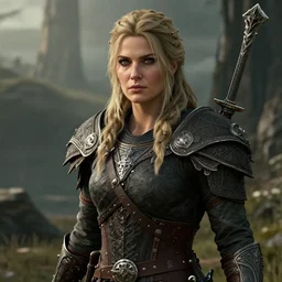 a portrait of woman on the style of the game skyrim