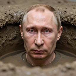 potrait macro putin in mud bunker