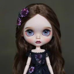 gothic blythe doll with flowers painted by jeremiah ketner