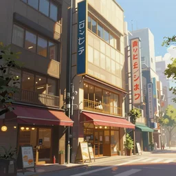 Tokyo facades storefronts with no people  illustration digital art painting artstation depth global illumination GI AAA SSS