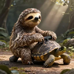 sloth driving turtles