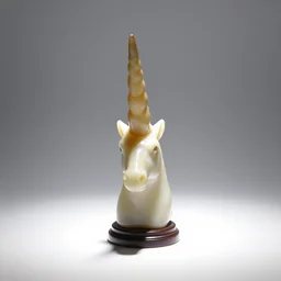 miniature unicorn horn, professional product shot, isolated on a pure white background, centered, entire object in frame, sharp focus, soft studio lighting