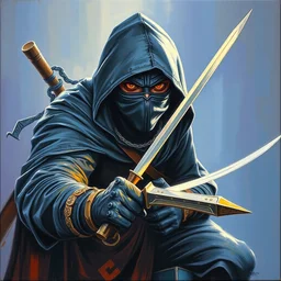 1 9 8 9 nes commodore 6 4 box art. raven ninja. cozy. character class. keith parkinson. oil on canvas