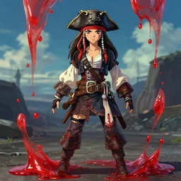 female pirate, made of red slime, behance hd artstation, style of jesper ejsing, by rhads, makoto shinkai and lois van baarle, ilya kuvshinov, ossdraws