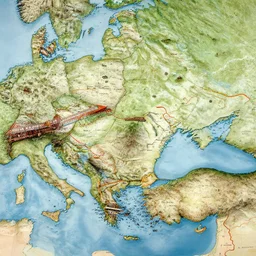 an artistic cartography map of yugoslavia, by leonardo da vinci and gerard mercator. intricate, hd, 4 k, realism, hyperrealistic painting, art of illusion, cryengine, finalrender, unreal engine