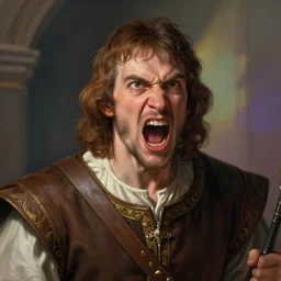 Sam Hyde as an angry Medieval land owner, yelling, modeling for Renaissance, sigma male, accurately portrayed, portrait art by Rembrant and Michaelangelo, highly detailed, digital painting, concept art, illustration, dim lighting with rgb twilight rays of sunlight, trending on artstation, very detailed, smooth, sharp focus, octane render, close up