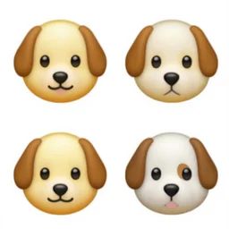 a set of 2 x 2 emoji icons, the emoji icons look like dogs