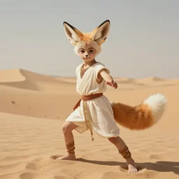 harmony of desert, cute jimin with fennec fox ears & tail wearing greek clothes, amazing composition & dynamic posing, by franz xavier leyendecker, wlop! muted colors, highly detailed, fantasy art by craig mullins, thomas kinkade cfg _ scale 9