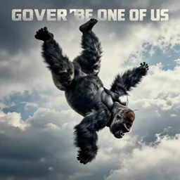 gorilla falling from heaven, in the style of nails you will never be one of us album cover