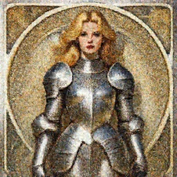 centered portrait, Imogen Poots as a D&D paladin, blonde hair, steel armour, Art Nouveau, beautiful retro Fantasy heroine 1985, intricate, elegant, highly detailed, centered, digital painting, trending on artstation, concept art, smooth, sharp focus, illustration, art by raphael lacoste, eddie mendoza, Mucha, alex ross, WLOP