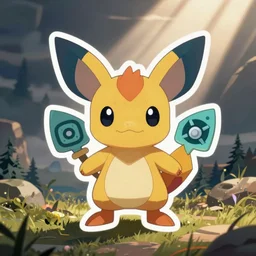 cute miss mascot mistigrix mistigrix meowstic pokemon sticker art, cronobreaker, beeple game icon
