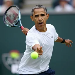 obama playing tennis, photorealistic, ultra detailed, ultra high resolution, 8 k