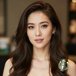 a full portrait photo of real - life starbucks siren, f / 2 2, 3 5 mm, 2 7 0 0 k, lighting, perfect faces, award winning photography.