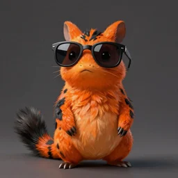 Orange and black bassariscus astutus ringtail animal wearing cool sunglasses, digital art, portrait painting