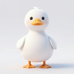cute 3 d render of white domestic duck, character from gudetama, by sanrio