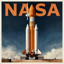 Soviet style propaganda poster for NASA's SLS moon launch