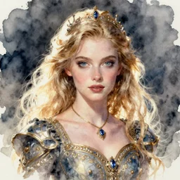 automata princess, intricate watercolor portrait by tim doyle