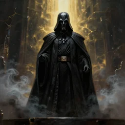 a painting of a cinematic keyframe of star wars a dark sith king coronation, heavy atmosphere and smoke by greg rutkowski, rule of thirds, golden ratio, ambient lighting, wlop, artgerm, artstation, highly detailed masterpiece, dark fantasy art, high detail, trending on artstation