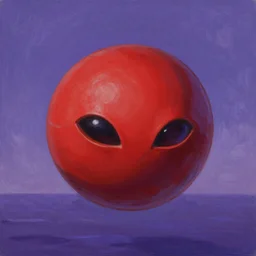 evangelion, red alien sphere like shape, flies over purple sea ocean, detailed, impressionistic, photorealistic by james gurney, michael komarck, greg rutkowski, artgerm and j. dickenson
