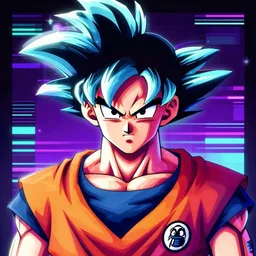 vaporwave, vector graphics, goku portrait, synthwave, neon