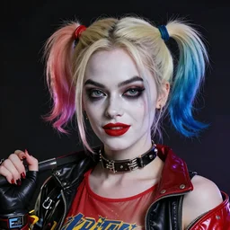 cyberpunk portrait of emma stone as harley quinn, hyper detailed, digital art, trending in artstation, cinematic lighting, studio quality, smooth render, unreal engine 5 rendered, octane rendered, art style by klimt and nixeu and ian sprigger and wlop and krenz cushart.