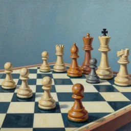 ultra detailed surreal chess, lofi colors, poster art, smooth, highly detailed illustration, oil on canvas
