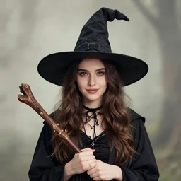 a realistic and wonderful portrait of a young witch