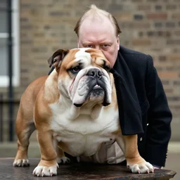 if winston churchill was actually a bulldog, photograph, photo realism,