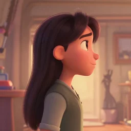 Lofi portrait, 3/4 profile, Pixar style by Joe Fenton and Stanley Artgerm and Tom Bagshaw and Tim Burton,