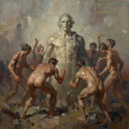 concept art of the creation of the human race by jama jurabaev, brush hard, artstation, panaormic, high quality, brush stroke