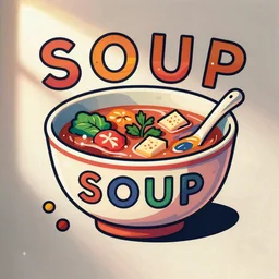 cute colorful modern tattoo bowl of alphabet soup spelling SOUP, neotraditional modern minimalist, instagram highlights, flash sheet, colorful