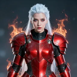 ( ( portrait ) ) of ice queen, sharp focus, octane render, ( ( red armor ) ), rpg, beautiful, flare, cinematic, vsco, film, unreal engine, symmetrical!!, maybelline, sephora, artstation, art by artgerm, rossdraws, art by karol bak, makeup,