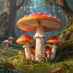 fantasy landscape, surreal, colorful, mushrooms, highly detailed, 4k