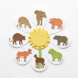 cut - outs of animals making a flower