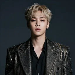 park jimin. wearing intricate styled outfit, semi realism, anime realism, symmetrical face, slim face, appealing, photorealism, fanpop, quotev, amino, amazing depth, sakimichan, greg rutowski, volumetric lighting, cinematic lighting, artstation concept art