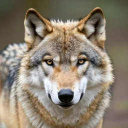 wolf face portrait shot, lens focused on wolf face, natural, clean no double face, i said only one face no doubles please, shot with professional camera, realistic, ultra detailed, high render