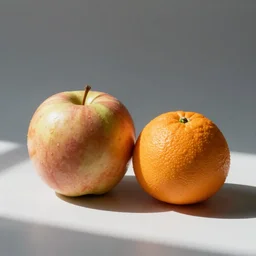 una manzana y una naranja dentro de una canasta