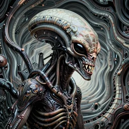 alien trump, sharpt teeth, by h. r. giger, nightmare fuel, nightmarish, intricate, highly detailed, optical illusion - 9