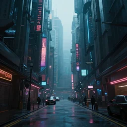 a cyberpunk backstreets of a futuristic city by kim keever