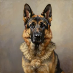 the royal german shepard portrait by greg hildebrant fancy baroque regal puppy oil painting high quality award winning