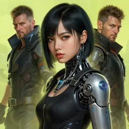 beautiful half body portrait, digital painting of lalisa with cybernetic implants with high detail, ( cyberpunk 2 0 7 7, mass effect, bladerunner 2 0 4 9 ) 8 k, stunning detail, photo by artgerm, greg rutkowski and alphonse mucha, unreal engine 5, 4 k uhd