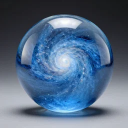 blue ice crystal Glass sculpture of galaxy